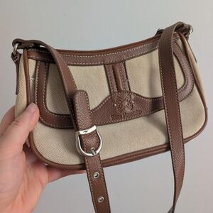 Stone Mountain Canvas & Leather Crescent Crossbody Bag | Neutral Beige & Brown